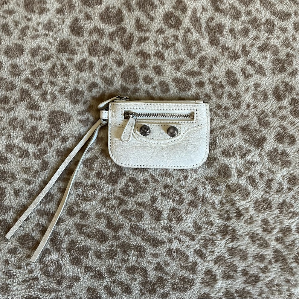 Balenciaga White Neo Cagole Leather Card Holder/Wallet